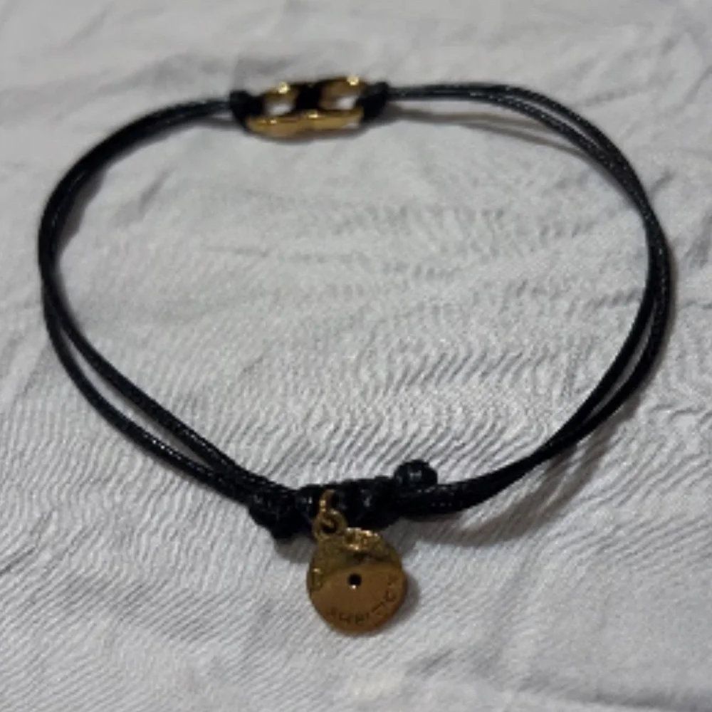 Tory Burch Black Embrace Cord Gold Logo Link Bracelet - Picture 5 of 7